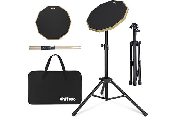 Ensemble de tapis d'entraînement pour batterie de 12" (50-80 cm) avec support, bandeau et sac de rangement - Noir