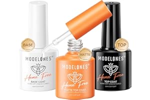 Modelones Vernis Semi Permanent Base et Top Coat Matte Vernis Gel UV Semi Permanent sans HEMA 3 * 10ML No Wipe Top Coat et Base Coat pour Ongle Gel UV Complet Kit