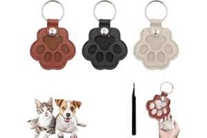 BelleFlair Andenken an verstorbene Katze & Hund 3er-Pack Schlüsselanhänger, Süße Lederpfote als Erinnerung für Katzenhaare, EIN liebevolles Geschenk und Andenken für Ihre Tasche.
