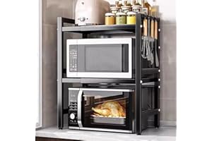 WMLBK Mensola per forno a microonde, espandibile, a 3 ripiani, per microonde, da 40 a 63 cm, per cucina (3 ripiani)