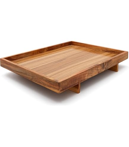 Serviertablett Aus Mangoholz – Dunkelbraunes Holztablett Mit Jutegriffen, Größe 46 X 30 Cm (auch Kleiner Erhältlich)