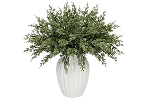 KKSTY 24 steli di cedro sintetico, 26,7 cm, rami di pino di cipresso artificiale, foglie di Natale, rametti per artigianato, ghirlande, ghirlande festive, riempitivi per vasi invernali per la casa (24)