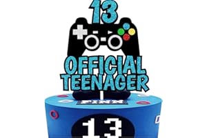 YQ-BEST 13th Official Teenager Cake Topper Decorations Glitter Game Themed Cake Topper Cheers To 13 Years Old Birthday Cake Decoration for Kids Gaming Birthday Fans Party Favors