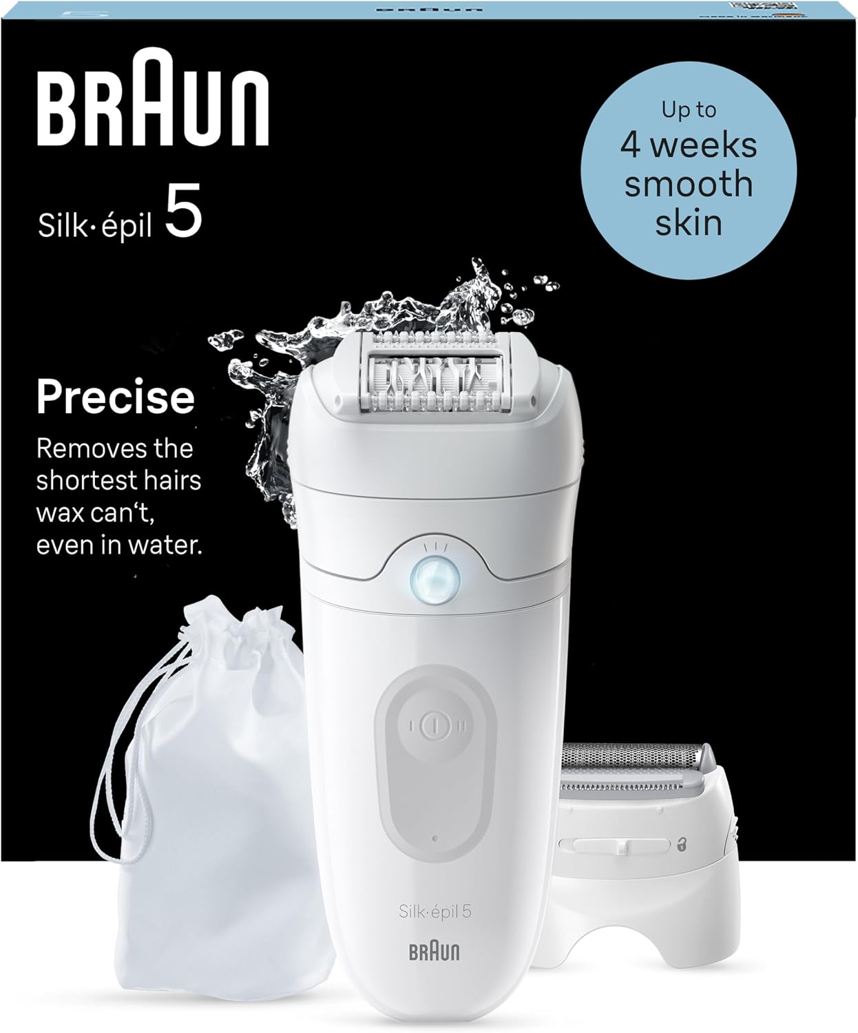 Braun Silk-épil 5, Depiladora Eléctrica Mujer para Una Eliminación del Vello Fácil, Depilación en Seco Y en Mojado, con Cabezal de Rasuradora, Piel Suave Duradera, 5-041, Blanco/Gris