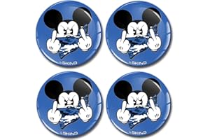 SkinoEu® 4 x 55mm Autocollant 3D Silicone pour Cache-Moyeu, Enjoliveurs, Centre de Roue Caches Emblème Mouse, Majeur A 3755