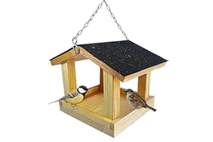 STAFECO Vogelfutterhaus zum Aufhängen für Kleinvögel Vogelhaus Balkon wetterfest Futterhaus Handarbeit Gartenvögel im Garten Balkonhalterung balkongeländer Vogelfutterspender