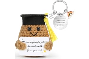 SPRINLOT Positiva Patata Italiano con Carta Motivazionale Portachiavi, Patate Portafortuna, Scuola Patate Bambola, Incoraggiamento Compleanno Laurea Regalo per Maestra Amica Collega Sorella Adolescente-21