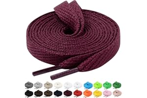 Handshop 2 Pairs Flat Sneaker Shoe Laces 2/5" in 20 Colors, Wide Shoelaces for Athletic, Skate Shoes