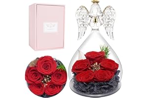 MIOFULA Rosa Stabilizzata Rosa Eterna Angelo Regalo per Mamma, Fiori Stabilizzati Veri, Rose Stabilizzate Regalo Donna Compleanno, Regali Mamma Nonna per Natale San Valentino Anniversari Festa Della Mamma