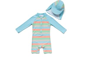BONVERANO Traje de baño para bebé niño Trajes de baño de una Pieza de Manga Larga Protección UV 50+ Trajes de baño con Cremallera
