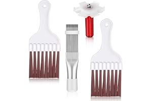 BOAO 4 Pieces Air Conditioner Condenser Fin Cleaning Brush Coil Condenser Brush AC Fin Comb Stainless Steel Air Refrigerator Fin Cleaner Whisk Brush, 3 Styles