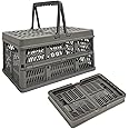 STAYOUNG Storage Crates - Foldable Basket, Plastic Storage Box with Handle and Lids, Crate Bin for Desk Organizer Stackable Containers for Home Kitchen Office Bathroom Storage (Grey, 11.8x7.9x6.1")