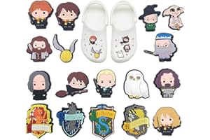 PIUMOJ Charmes de Chaussure Harry, Magicien Breloque pour Chaussures, Wizard Shoe Charms pour la Décoration de Chaussures, Breloque pour Crocs Chaussures, Cadeaux de Fête, PVC, 17pcs