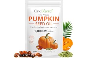 RKPROUC 300PCS Pumpkins Seed Oil Capsules,Pumpkin&Seed Oil 2 in 1 for Hair Growth, Cold Pressed, Supports Hair, Heart, Skin Supplement,Pumpkins Seed Extract Powder,PumpkinSeed Herbal Supplement