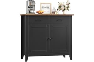 HOCSOK Meuble de Rangement, Buffet Cuisine, Placard de Salle à Manger avec 2 Portes et 2 tiroirs Salon 40P x 91l x 82H cm