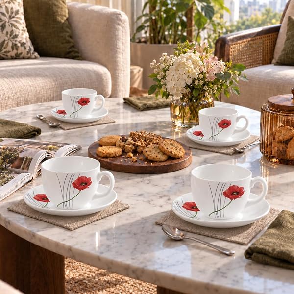 La Opala Diva, Quadra Collection Opal Glass Crockery | Cup