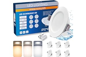Sigmaled lighting - 6 Faretti Led da Incasso per Cartongesso IP44, SPOT 4W 360lm Luce Calda Naturale Fredda, Faretto Led Interno ed Esterno, Ultra Sottili con Foro Ø70-80mm, 220V-230V