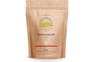 Biotiva Pimentón dulce orgánico molido 100g - polvo de pimentón dulce húngaro - 100% calidad orgánica - gourmets y conocedores - llenado y verificado en Alemania