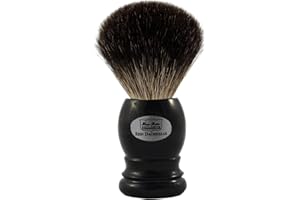 Hans Baier Exclusive Brocha de Afeitar Real Gris Tejón – Asa de plástico, color negro