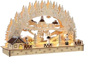 ‎MONZANA Monzana® Candle Arch XL LED Illuminated Wooden Timer Battery Winter Village Christmas Decoration Lighting Light Arch Christmas Decoration