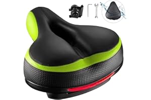 Lushforest Bike Seat, Most Comfortable Bicycle Seat Dual Shock Absorbing Memory Foam Waterproof Bicycle Saddle Bike Seat Replacement with Refective Tape for Mountain Bikes, Road Bikes