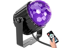 ALTUY Black Light UV Light, 3W LED Disco Ball, Sound Activated with Remote Control DJ Lighting, 7 Modes Stage UV Light for Wedding, Disco Party, Kids Birthday, Family Gathering, Christmas