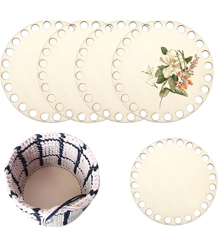 Lot De 4 Bases En Bois Pour Sacs à Crocheter - Fond De Panier DIY 10cm - Naturel