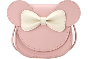 QiMing Little Mouse Ear Bow Crossbody Purse,PU Shoulder Handbag for Kids Girls Toddlers