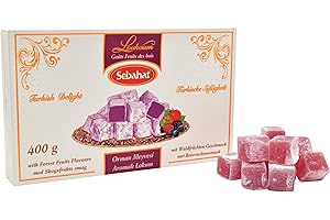 GÜDSTUF Sebahat Turkish Delight Lokum in Gift Box (Forest Fruit Flavour, 400g) 24 Pieces