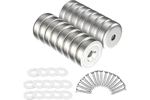 SIMDAO 15 imanes fuertes, 12,5 kg de fuerza de tierras raras fuertes, imán de fuerza de sujeción de 20 mm con tornillos, imanes de neodimio para herramientas fijas o colgantes, refrigerador, pizarra