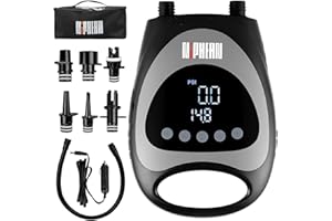 Niphean Pompa SUP, Pompa Elettrica ad Alta Pressione Da 20 Psi, Pompa Elettrica Sup con Autospegnimento e Connettore per Auto, Pompa per Gonfiabili e Sgonfiabili, Pompa Elettrica Portatile
