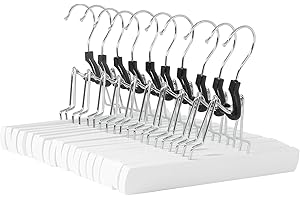 ‎AMAZON BASICS Amazon Basics Drewniane wieszaki na spodnie, 25 cm, kolor biały, opakowanie 10 sztuk