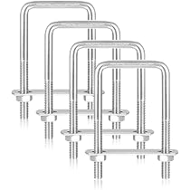 Produktbild von 6 Stück U Bügel Mit Gewinde M8 - Edelstahl U Bolzen 50x100mm Mit Muttern & Rahmenplatten