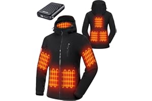 GOTOBI Fleece Veste Chauffante Femme Avec Batterie Incluse De 18400 Mah 12v, 8 Zones de Chauffage avec 3 Niveaux De Tempé,Manteau fine à capuche pour activités en plein air