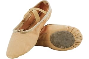 FLEXDANS Ballet Shoes Split Leather Sole Canvas Gymnastic Yoga Ballet Flats for Girls Women Kids Children's