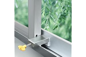 OUZIONZ 2 serrature di sicurezza del telaio della porta in lega di alluminio per finestre scorrevoli, con chiave e limitatore di sicurezza per bambini