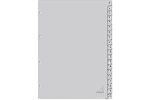 Kangaro Karton-Register DIN A4 Zahlen 1-20. 180 g/m² recycelter Grau FSC Karton - 20-teilig