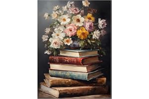 MANDUN ART Vintage-Bücher Malen nach Zahlen, Blume Malen nach Zahlen Erwachsene, Paint by Numbers Adult, DIY Handgemalt Ölgemälde für Home Décor Geschenk 40x50cm