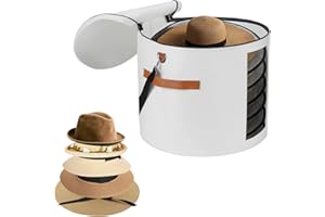 Ohiyoo Hat Box Hat Storage Box with Lid 19'' Hat Storage Boxes for Women & Men Large Round Hat Boxes for Storage Foldable Felt Hat Boxes with Lids Stuffed Animal Toy Storage Bin with Lids (White)