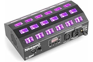 BeamZ BUV463 Lámpara Blacklight, Blacklight Party, 24 x 3 W LED UV con 4 Secciones y Estrobo, DMX UV Spotlight, Blacklight LED, Luz UV, Lámpara Blacklight, Blacklight Disco Neon Party