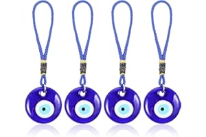 CIATBYYJ 4 colgantes de mal de ojo para coche, adorno de cristal turco para decoración de mal de ojo, buena suerte y protección para coche, hogar y oficina, regalo