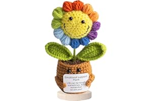 poraceous Pocket Hug Girasole Positive, 14 x 7 cm Girasole di Supporto Emotivo, Mini Bambola di Lana Fatta a Mano con Base, per Festa di Compleanno Regalo, Familiari Amici Regali
