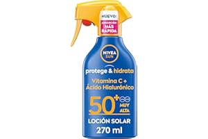 NIVEA SUN Protege & Hidrata - Spray Solar FP50+ - Protector Solar Corporal - Protección UVA/UVB Muy Alta - Resistente al Agua - Hidratación 48h - Todo Tipo de Piel - 270 ml, El embalaje puede variar