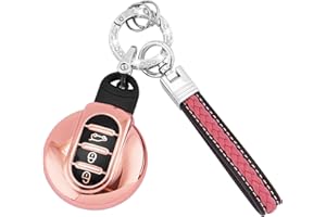 Koaudb Car Key Fob Cover for BMW Mini Cooper, Soft TPU Smart Key Case Shell with Keychain Lanyard Fit for BMW MINI Cooper F54 Clubman F55 F56 F57 F60 Countryman 3 Buttons Key Fob Protector(CL-Mn-3-P)