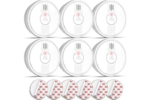 Putogesafe Rauchmelder, Feuermelder mit 10 Jahre Lebensdauer, Rauchwarnmelder Brandmelder mit austauschbarer 1-Jahr Batterie, Photoelektrischer Rauchmelder, 6 Stück, 206C