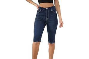 MYT Womens High Waist Denim Shorts Ladies Skinny Stretch Magic Shaping Summer Casual Knee Length Half Pants