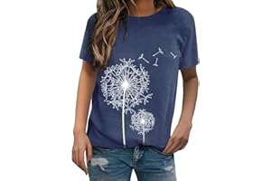 MJGKHIY T-Shirt Donna Manica Corta Curvy Larghe Stampate con Girocollo Larghe Elegante Moda Top Camicia Cotone Magliette Curvy T-Shirt Casual Tee Ampia Blusa Maglia Donna Elegante Fiori