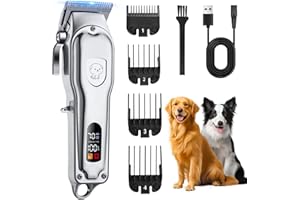 YAZEKY Maquina Cortar pelo Perros Profesional, Cortapelos Perros y Gatos Silenciar, Cortapelos para Mascotas con 4 Cabezales de Corte y Potente Motor para Cuerpo Rostro Orejas Patas y Otras Partes