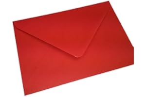 OCTOPUS CRAFTS 50 7x5 Poppy Red Envelopes for Cards and Invitations - 133mm x 184mm 100gsm Premium