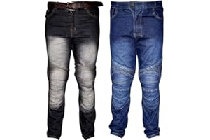 REXTEK Motorbike Motorcycle Armoured Jeans Pant Denim Trousers with Safety Protection - Jeans with 2X Knee Guards 2X Hip Guards for Men Boys